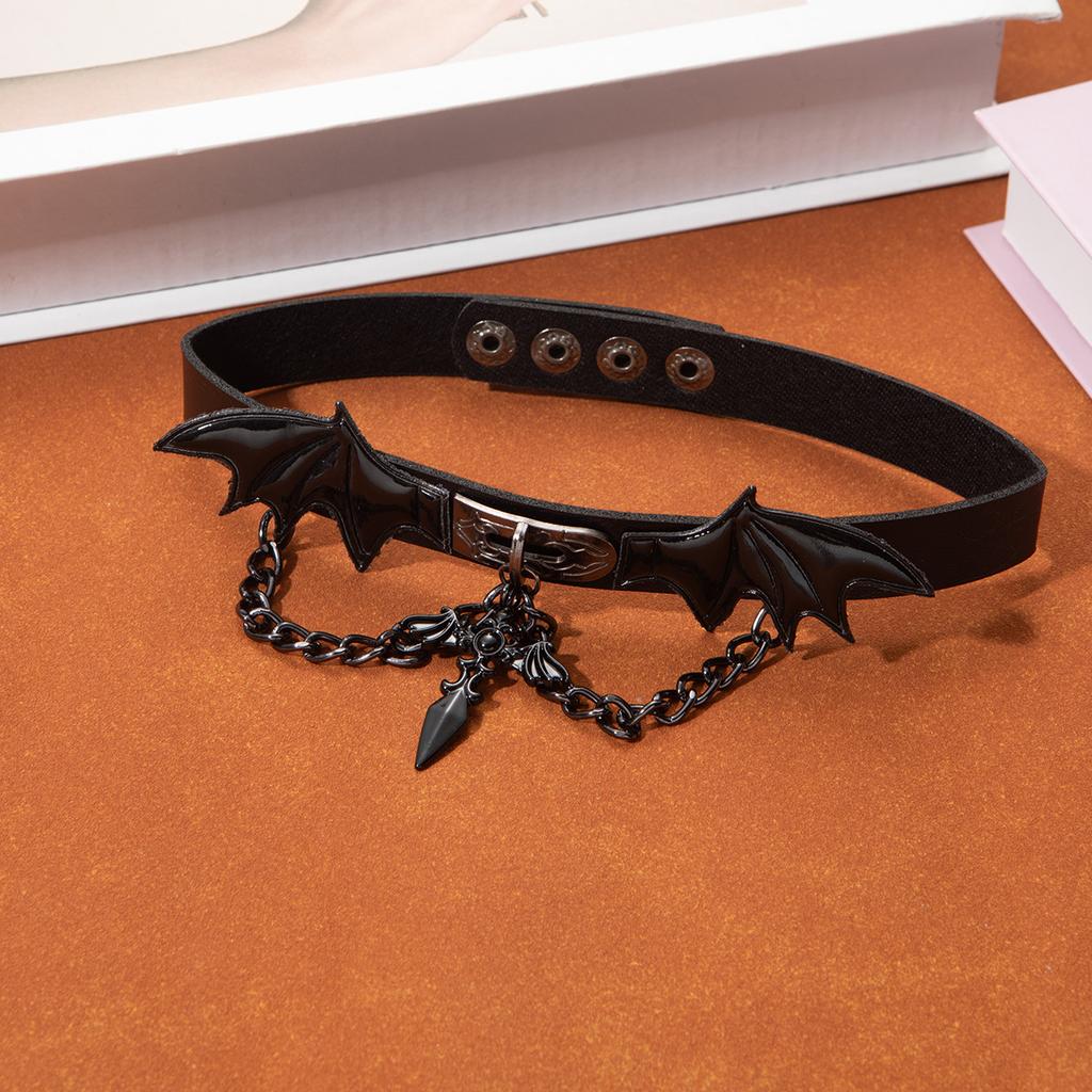 Dark Goth Punk Babes Choker Leather Collar Women Sweet Cool Collarbone Chain Cross Butterfly Necklace