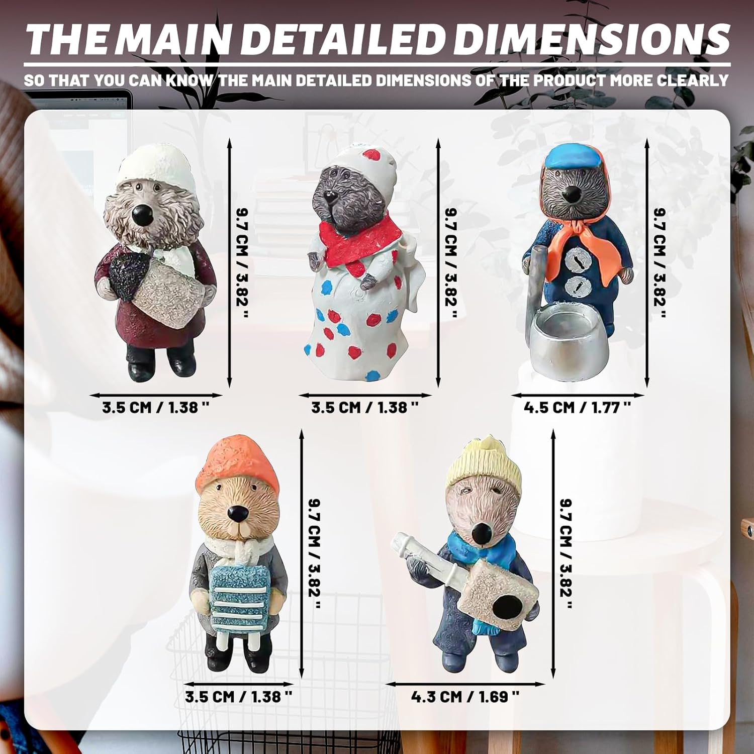 

Otters Figurine Resin Otters Jug Band Christmas Organic Art Doll Rat Otters Christmas Miniature Animal Scale Sculpture Home Decorations 5pcs set