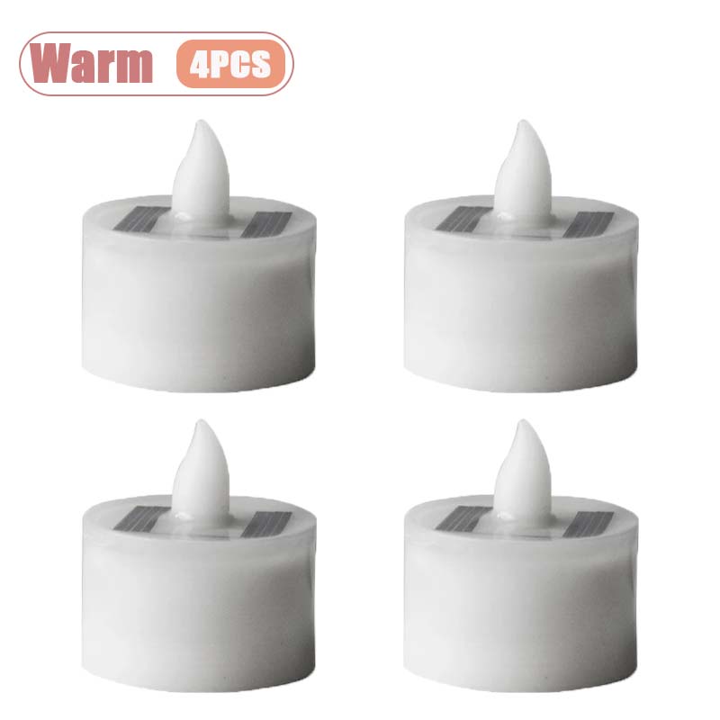 Solar Powered Candle Tea Lights Flameless Fake LED Electronic Candles Outdoor Christmas Small Tea Candles Home Decor