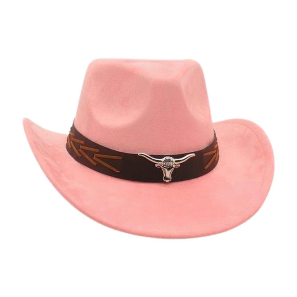 Ethnic Style Brown Cow Head Suede Top Hat Western Cowboy Hat Stage Jazz Hat