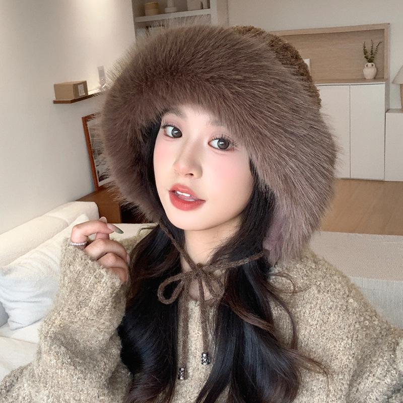 Winter Warm Big Head Circumference Thick Plush Hat Outdoor Windproof Ear Protection Hat Japanese Versatile Baotou Hat Women