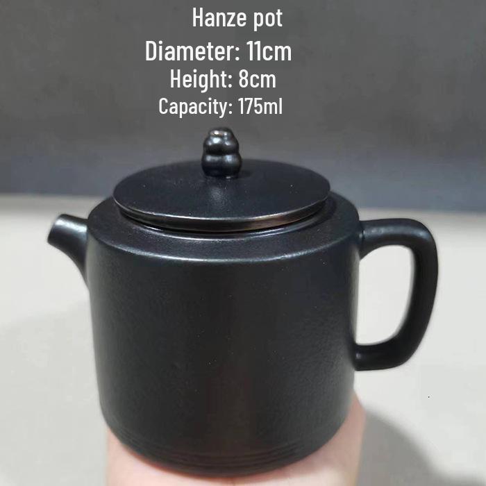 Special Clearance: Black Pottery Teapot Set - Japanese Retro Coarse Ceramic, Anti-Scald, Side Handle, Kung Fu Style
