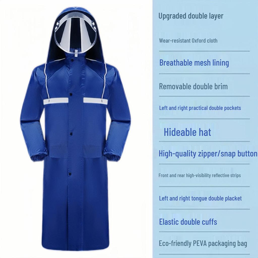 New Fashion Full-Length Outdoor Raincoat - Extended Hiking & Cycling Windbreaker