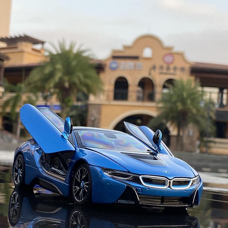 1/24 BMW I8 Supercar Model Samochodu Ze Stopu Diecasty Zabawki Pojazdy Symulacja Metalowy Model Samochodu Kolekcja Prezenty Urodzinowe dla Dzieci