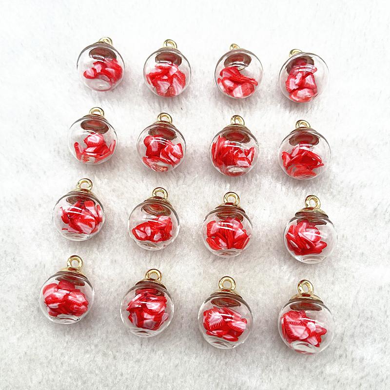 New 10pcs 16mm Colorful Transparent Ball Glass Polymer Clay Charms Pendant Find Hair Accessories Jewelry Charms Earring