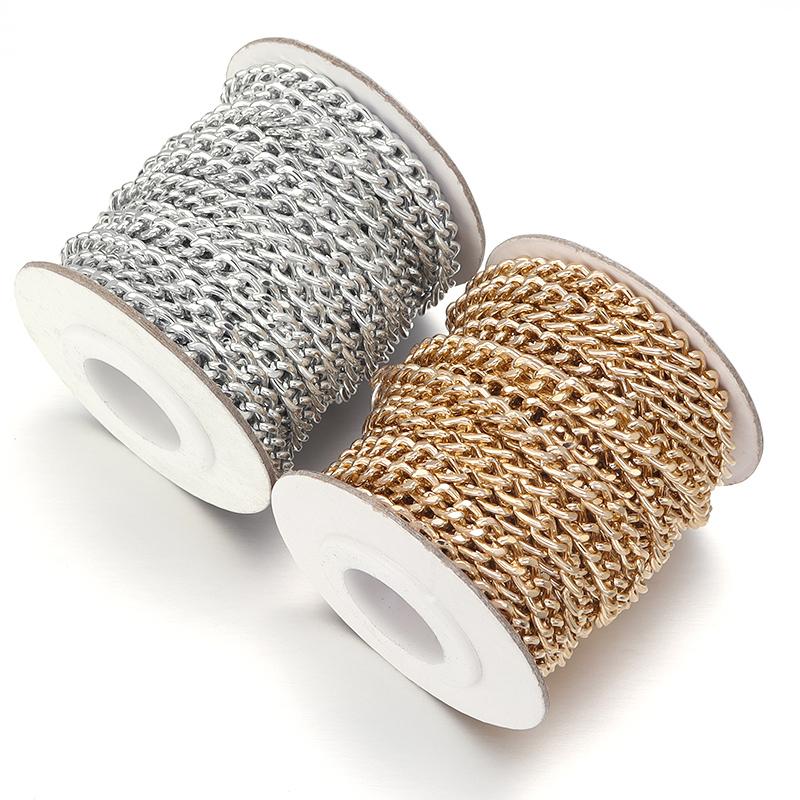 5 Yards/Rolle Metall-Aluminium O-förmige Ketten Gold Silber Farbe Verdrehte Kette für DIY Schmuckherstellung Kleidung Tasche Zubehör Zubehör