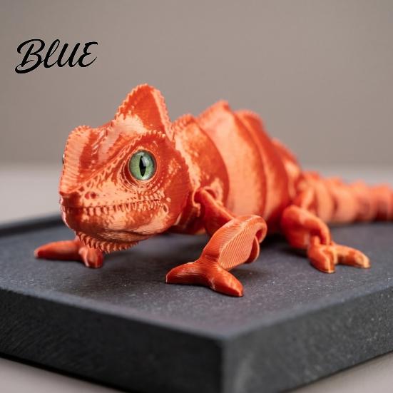 Desk Chameleon Decor 3D Printed Figurine, Realistic Articulated Lizard Toy, Animal Figurine Model with Moveable Joints for Decoration