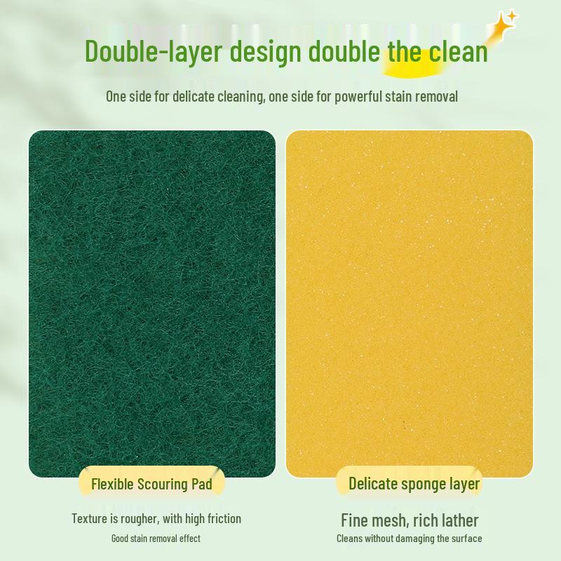 Double-Sided Square Dish Sponge & Scouring Pad for Non-Stick Pots