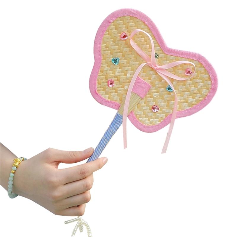Portable Hand Photography Fan Natural Wheat Straw Decoration Beach Weddings Party Essential Cooling Accessories