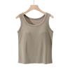 Slim-Fit Women's Threaded Tank Top with Integrated Pads - Comfortable, No Restriction, Ideal for Spring/Summer Yoga & Outer or Base Layer Wear.