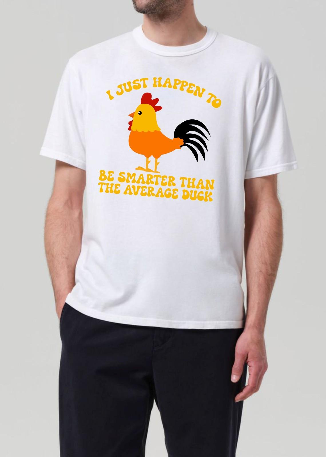 Smarter Than The Average Duck T-shirt Funny Chicken Casual Top Men s Gift Tee M