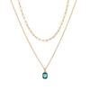 December Birthstone Double Stacked Necklace Women'S Rectangular Pendant December Birthstone 18K Real Gold Plating
