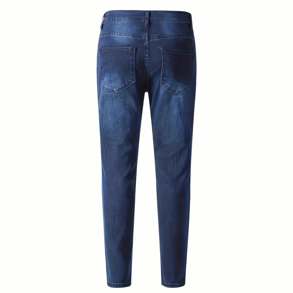 New Men'S Jeans Spring Slim-Fit Classic Stretch Washed Pants