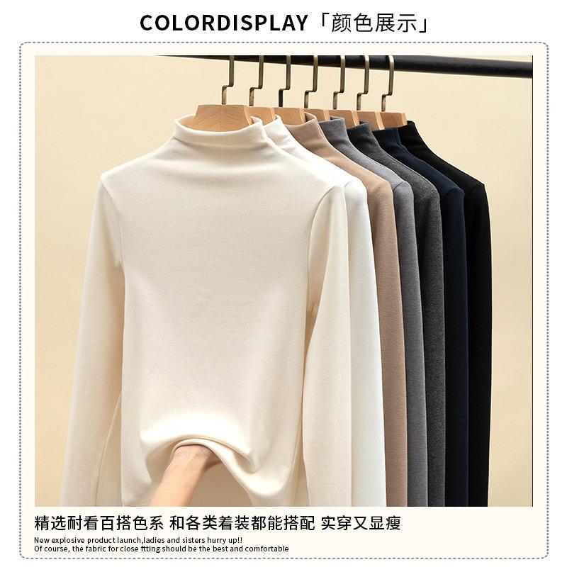 55 Lyocell semi-turtleneck women's season new warm and slim T-shirt