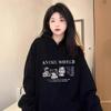 Women's Plus Velvet Hooded Sweatshirt - New Autumn/Winter Loose Fit with High-End Campus Style Design