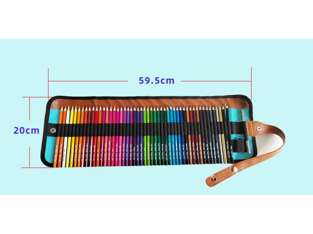 50-Color Wooden Hexagonal Oil-Based Colored Pencil Set for Adults and Art Students with Water-Soluble Paintbrushes.