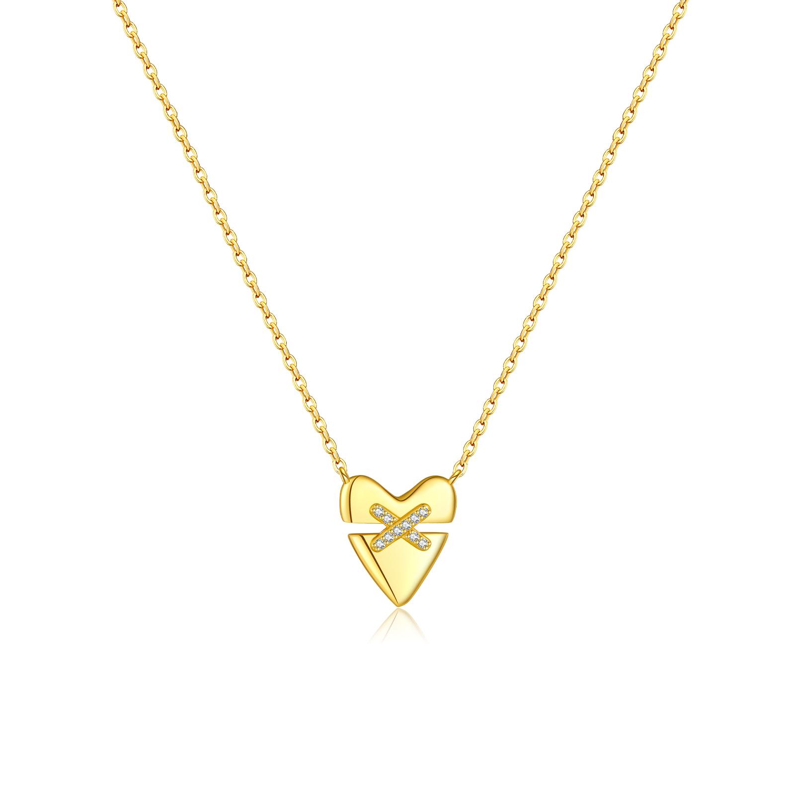 

Sterling Silver Irregular Heart Pendant CZ Zircon Long Necklace Women Winter Luxury Fine New Year Jewelry Gift золотий