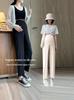 Maternity Wide-Leg Pants: Lightweight Summer Style, Nine-Point Length, Loose Fit, Belly Support, Seamless, Fashionable, Versatile for Home & Outings.