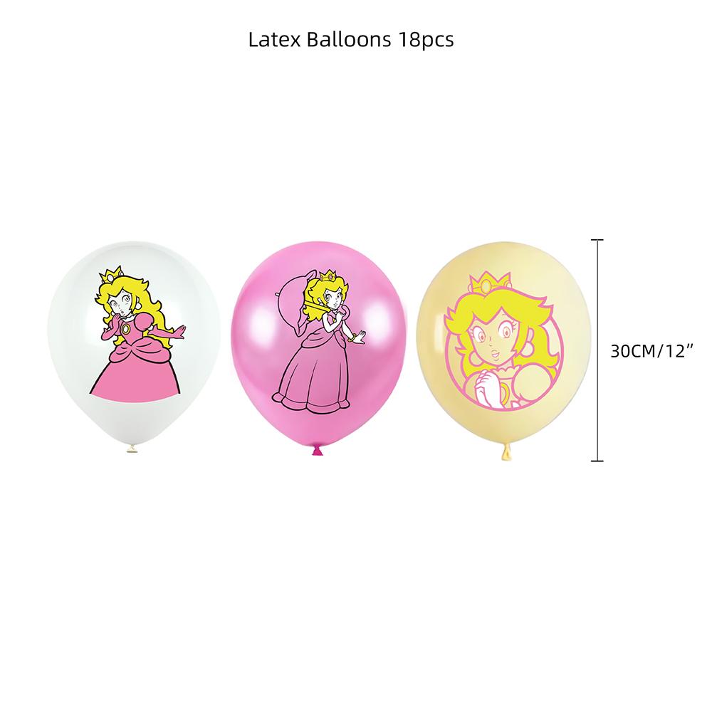 32pcs Princess Peach Party Supplies Includes Banner Cake Topper Balloon for Kind