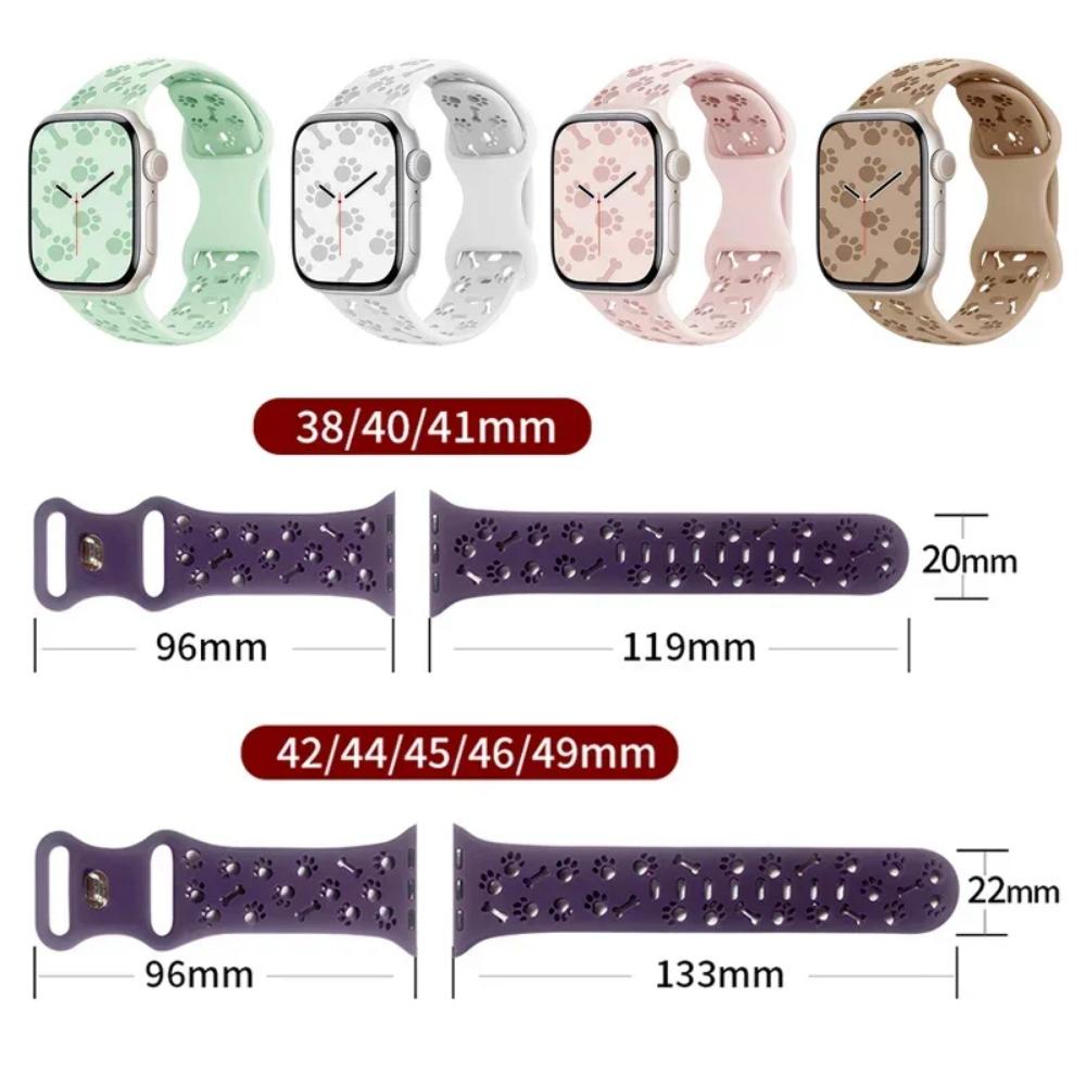 Correa de Silicona con Huella de Pata de Perro para Correa de Apple Watch 49mm 46mm 42mm 44mm 41mm 40mm 38mm Pulsera Series 10 9 8 7 SE 6 5 4 3 Ultra2