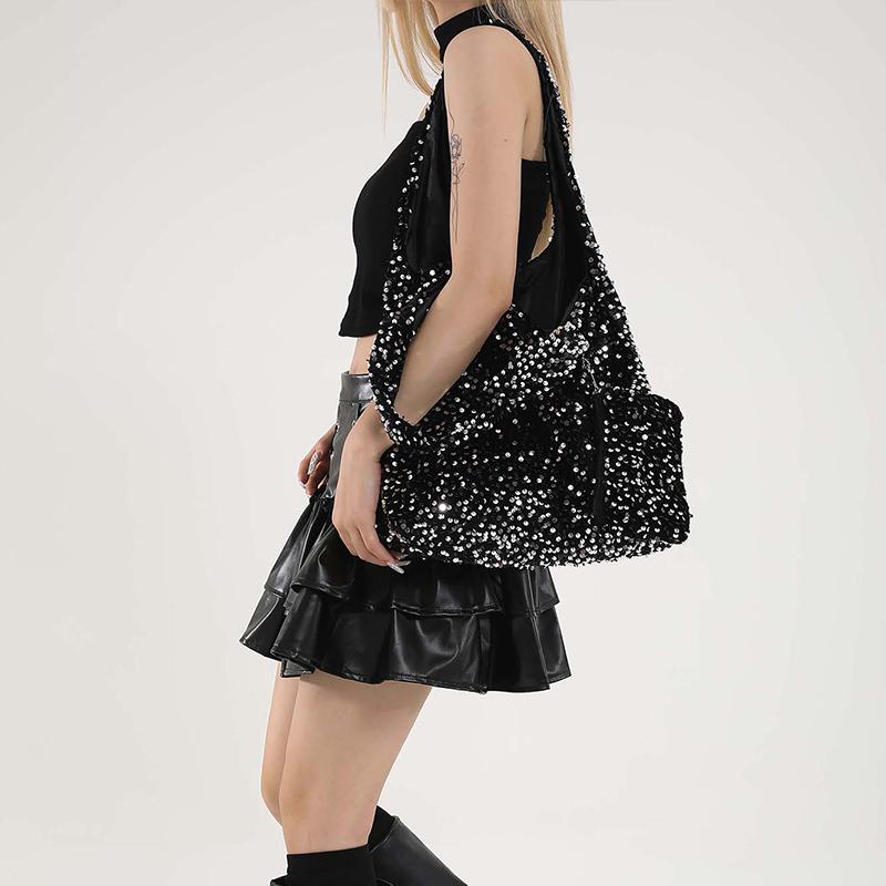 Ladies Luxury Bags Csw003 Women's Tote Bag Fashion Sequins Bling Reusable Shopping Bag Large Capacity Underarm Shoulder Bag Trendy Commute Handbags