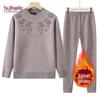 YUZHAOLIN Women's Thickened Plus Velvet Thermal Underwear Set