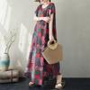 DIMANAF Neues 2026 Damen Übergröße Sommer Strand Dame Langes Kleid Locker Übergröße Maxi Blumendruck Vintage Sommerkleid Kleidung