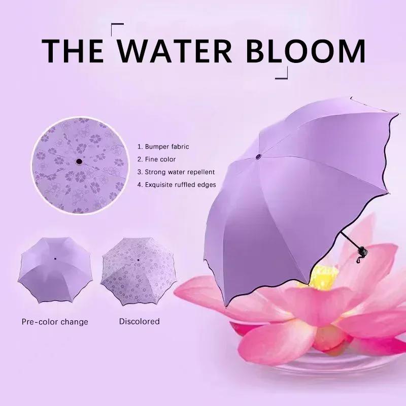 1/2PCS Portable Water Flowering Umbrella Manual Open UV Protection Sun Rain Dual Use Parasol Black Coating Creative Design