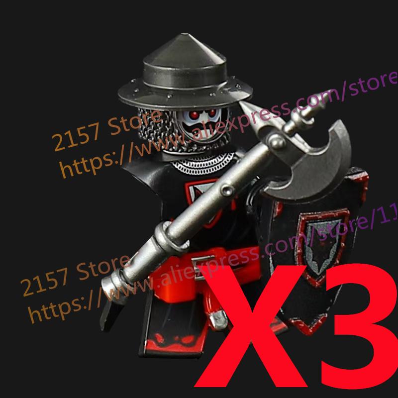MOC Medieval Figure Building Block Castle Templar Knights Armor Militia Soldiers Gunners Shield Helmet Assembling Brick Toys S26