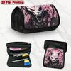 1pc Cherry Blossom Fox Face Design Double Layer Flip Pencil Case-Multi Layer Flip Cover Design, Storage Bag, Zipper Closure, Suitable for Schools, Off