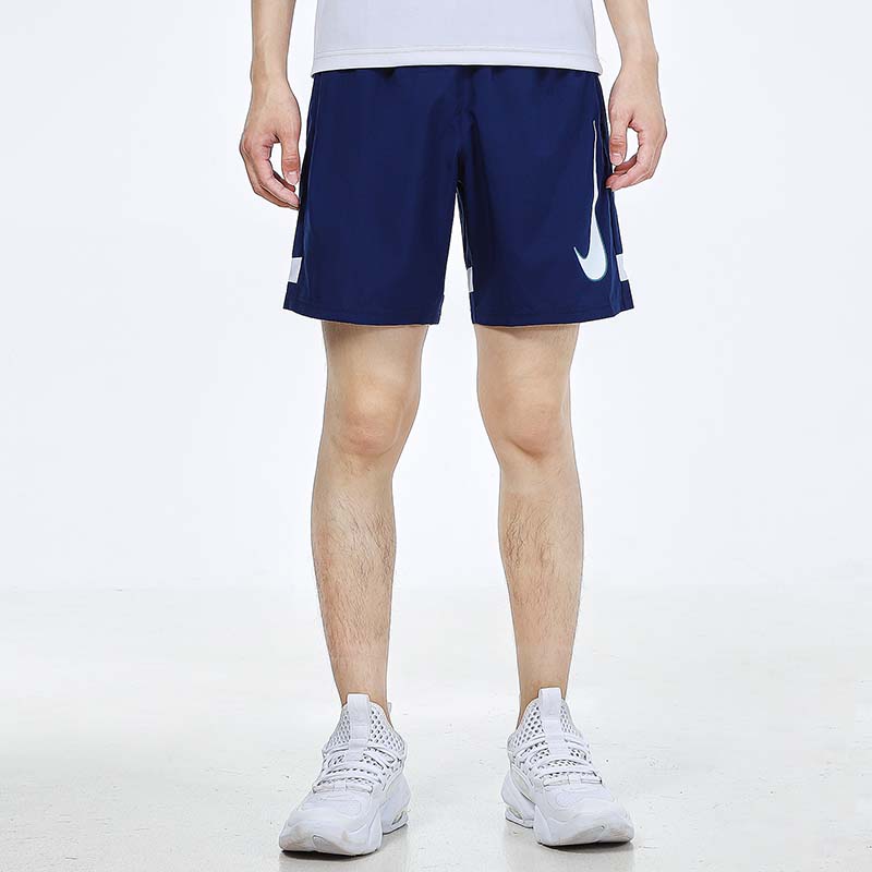 Nike Logo Print Training Workout Quick-Dry Breathable Shorts Men Bottoms Blue CV1468-492