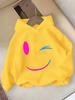 2026 Boys' and Girls' Warm Hoodie with Heart and Smiley Face Cartoon 2D Style, Autumn and Winter Warm and Stylish Top Black
