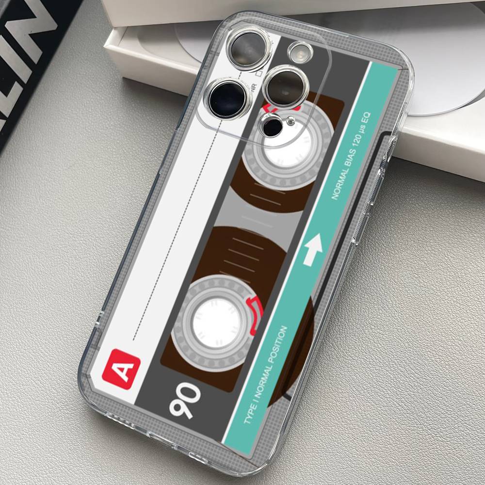 

Винтажная Кассетная Лента Ретро Чехол для Телефона Для iPhone 17 15 14 13 11 12 16 Pro Max Plus Mini Прозрачный Силиконовый Мягкий Funda iPhone 16