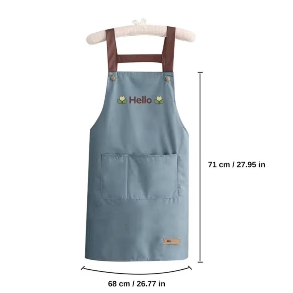 Oil-proof Kitchen Aprons Large Pocket Cooking Aprons New Working Clothes