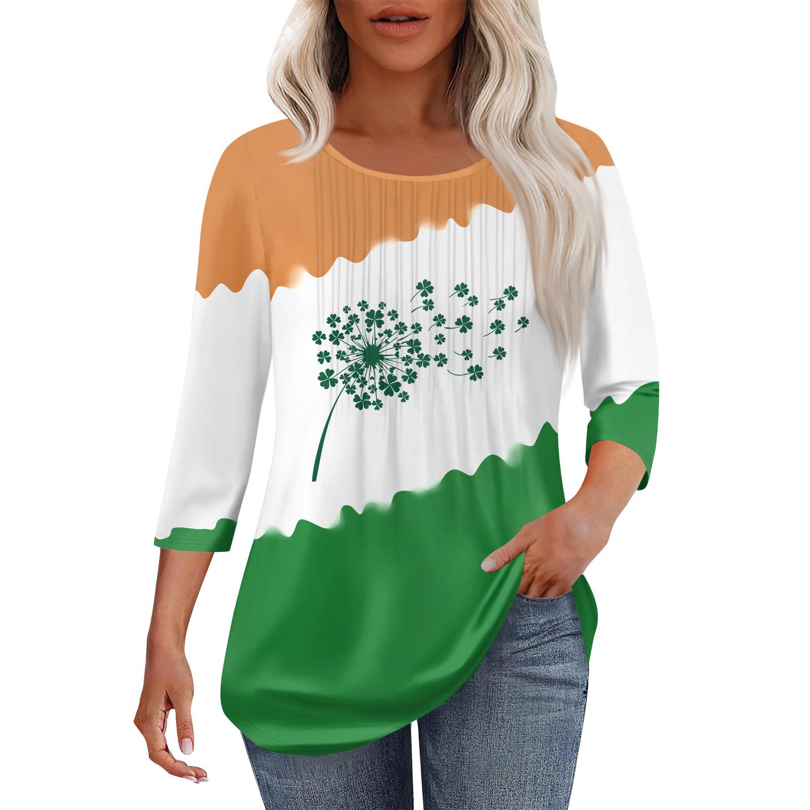 

Женская модная повседневная плиссированная футболка с круглым вырезом и рукавом семь четвертей XXL