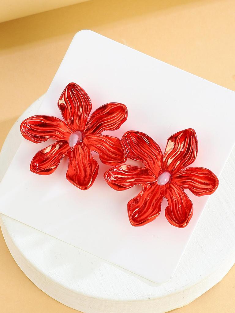 Trendy Multicolor Flower Drop Earrings for Women – Elegant & Slimming European/American Style