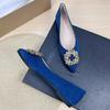 Fashion Flat Shoes for Women 2025 Spring and Autumn New Suede Diamond Pointed Casual Plus Size Women's Shoes 43 44 Ladies Loafers Women