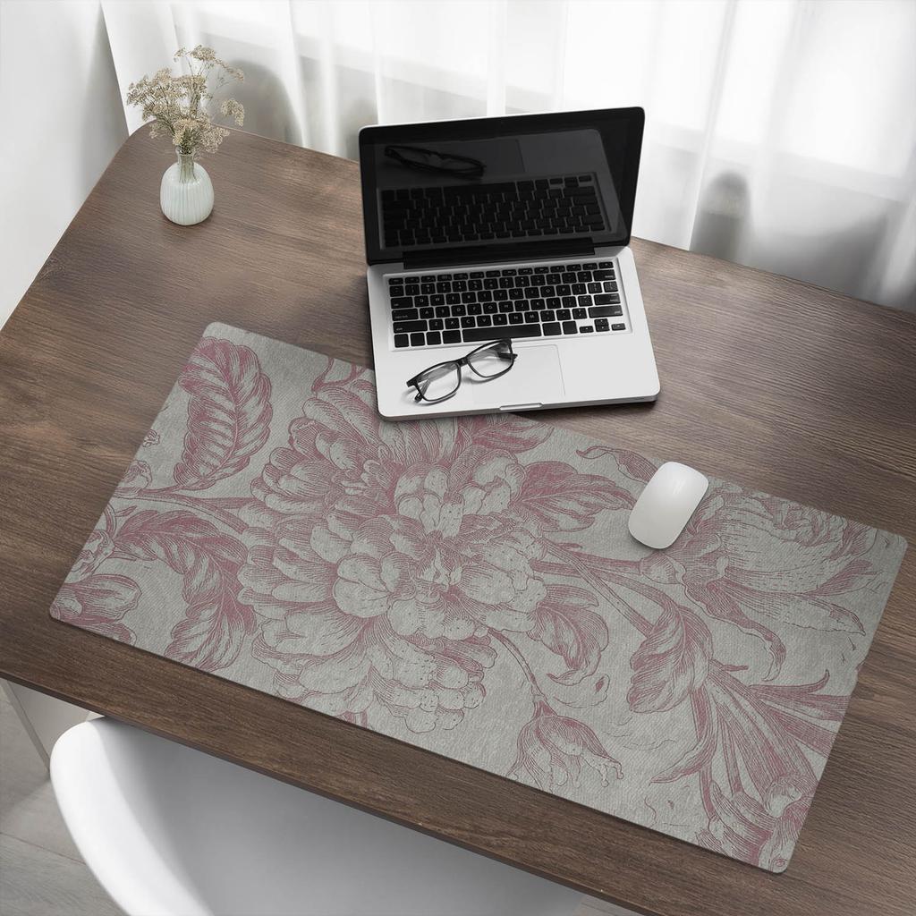 Wytrzymała Mata Pod Sprzęt Dla Graczy Kwiatowy Ornament Retro 100X50 Cm