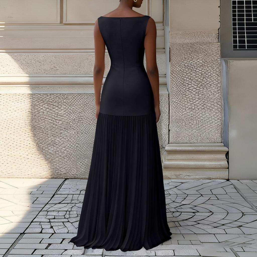 Dámské plisované šaty Elegantní bez rukávů Dlouhé šaty