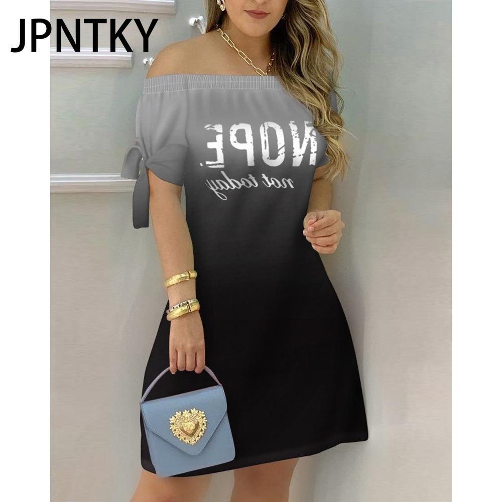 

JPNTKY Женское модное платье с открытыми плечами, с короткими рукавами, с принтом в виде бабочки, летнее пляжное платье, больших размеров XXXL