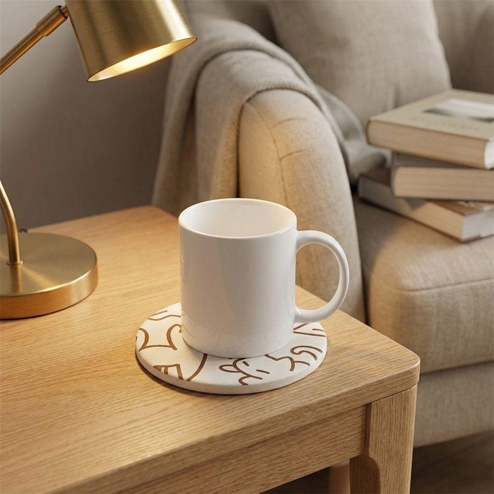 Non-slip Diatom Mud Coaster Round Insulation Pad Cute Cup Mat Coffee Mug
