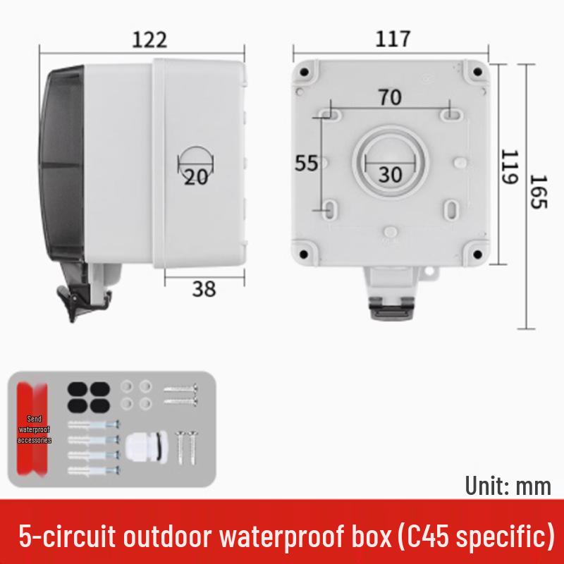 PZ30 Outdoor Waterproof Distribution Box with 5/9 Circuits, MCB, and RCD DZ47-63 Circuit Breaker
