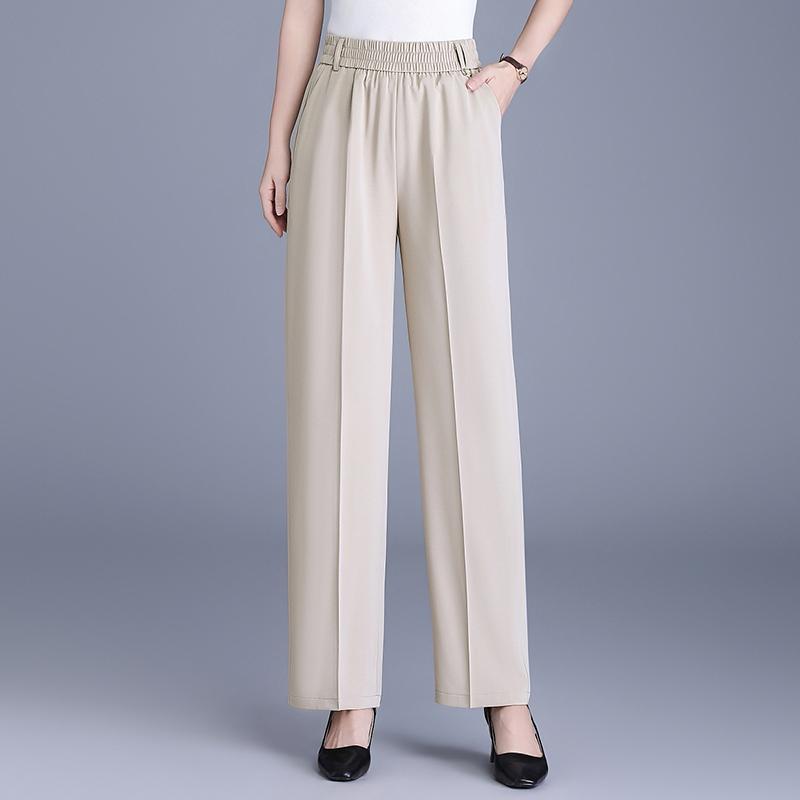 Women's Plus Size High Waist Cropped Wide Leg Pants – Elastic Waist Stretchy Polyester Trousers (Sizes XL-6XL)