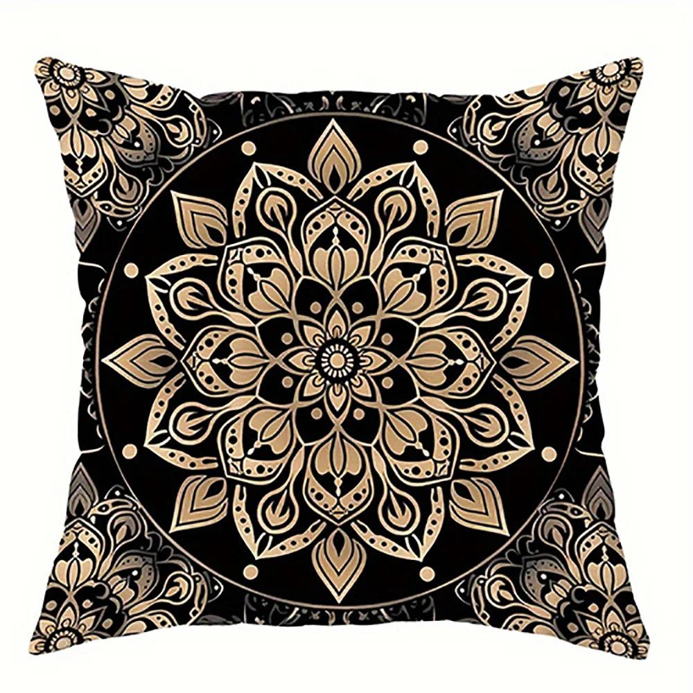 Black And Gold Floral Pillowcase Designsuitable For Sofa Car Bedroom Decorative Cushion Cover Pillow Cover