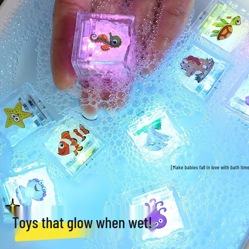 Colorful Luminous Shower Lights: Ocean Pattern Ice Cubes Activate with Water