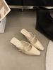Women'S Shoes Closed Toehalf Slipperszi Outdoor Wear Spring Elegant Square Toe French Style High Heel Mules