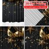 2D Flat Printing,2pcs Golden Celebration(2) Chic Curtain Cloth Yarn Curtains Holiday Use for Bedroom, Living Room, Office-Teens