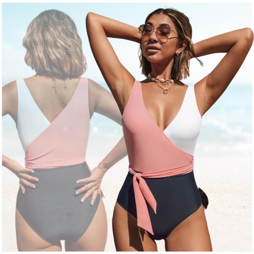 One-piece Swimsuit, Tri-color, One-piece Swimsuit, Women's Slimming Shaping Suit, M