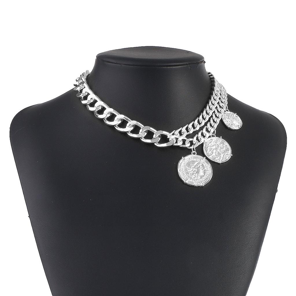 Tooxika Metal Chain Necklace Creative Niche Design Minimalist Round Pendant Chain Necklace