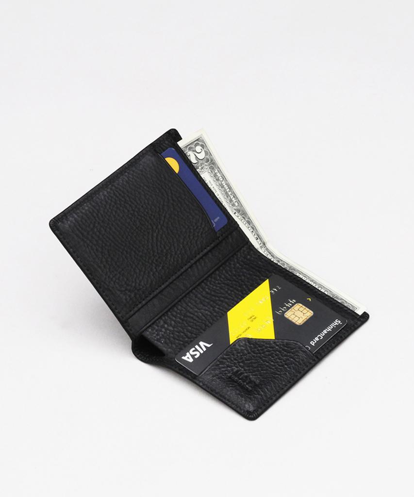 Matt Shrunken Cowhide Mini Wallet Black